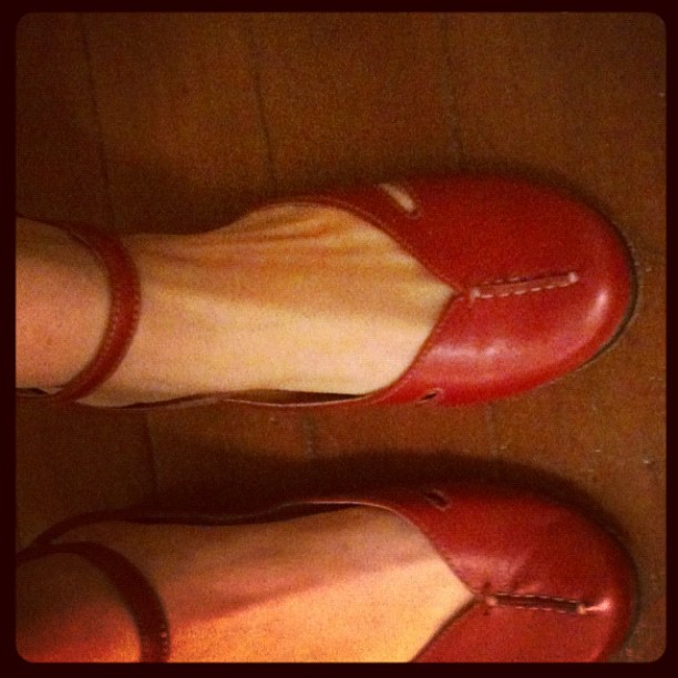 Official uniform of Perfect Strangers Productions: red shoes.